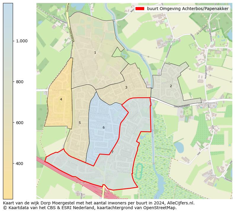 Kaart van de wijk Dorp Moergestel met het aantal inwoners per buurt in 2024. Op deze pagina vind je veel informatie over inwoners (zoals de verdeling naar leeftijdsgroepen, gezinssamenstelling, geslacht, autochtoon of Nederlands met een immigratie achtergrond,...), woningen (aantallen, types, prijs ontwikkeling, gebruik, type eigendom,...) en méér (autobezit, energieverbruik,...)  op basis van open data van het centraal bureau voor de statistiek en diverse andere bronnen!