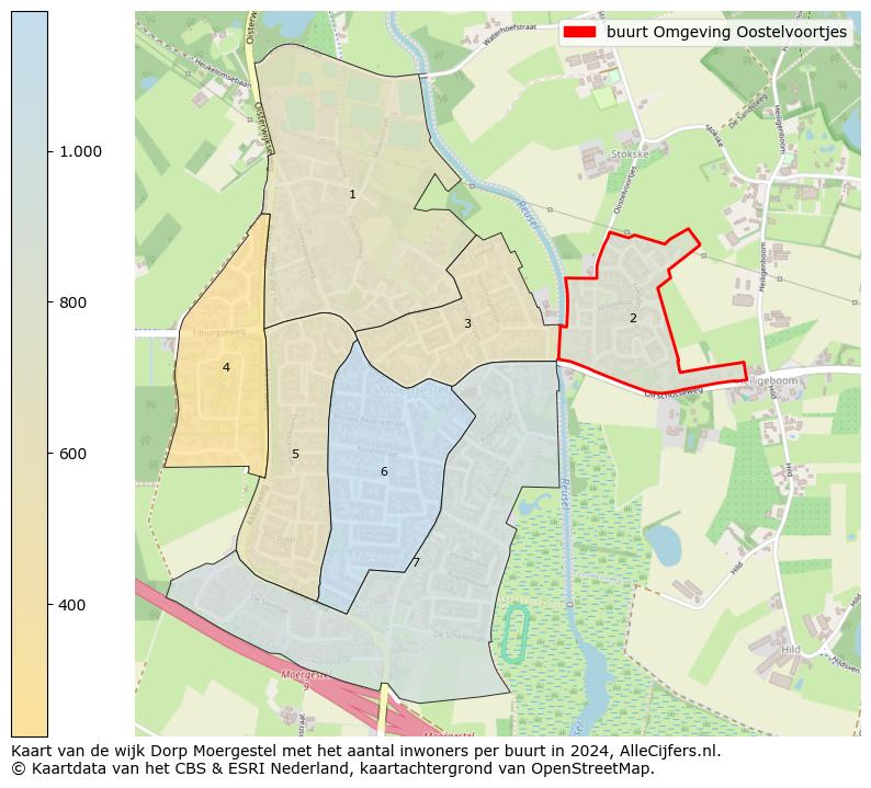 Kaart van de wijk Dorp Moergestel met het aantal inwoners per buurt in 2024. Op deze pagina vind je veel informatie over inwoners (zoals de verdeling naar leeftijdsgroepen, gezinssamenstelling, geslacht, autochtoon of Nederlands met een immigratie achtergrond,...), woningen (aantallen, types, prijs ontwikkeling, gebruik, type eigendom,...) en méér (autobezit, energieverbruik,...)  op basis van open data van het centraal bureau voor de statistiek en diverse andere bronnen!