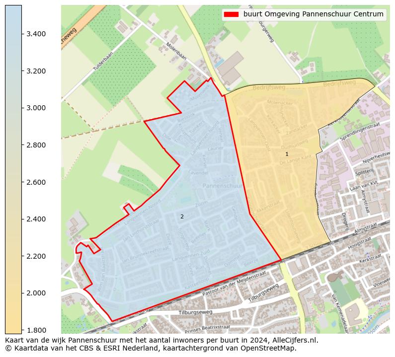 Kaart van de wijk Pannenschuur met het aantal inwoners per buurt in 2024. Op deze pagina vind je veel informatie over inwoners (zoals de verdeling naar leeftijdsgroepen, gezinssamenstelling, geslacht, autochtoon of Nederlands met een immigratie achtergrond,...), woningen (aantallen, types, prijs ontwikkeling, gebruik, type eigendom,...) en méér (autobezit, energieverbruik,...)  op basis van open data van het centraal bureau voor de statistiek en diverse andere bronnen!