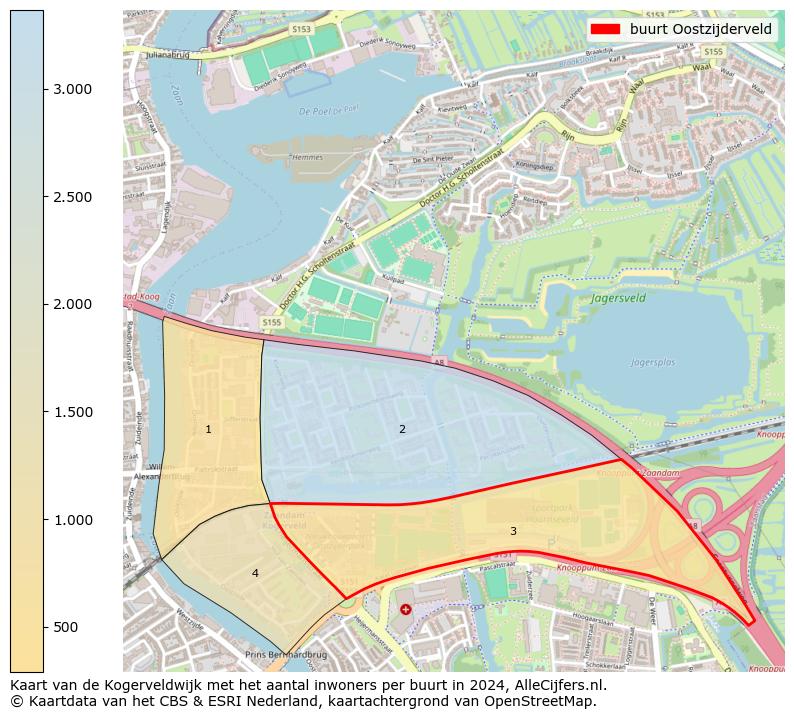 Kaart van de Kogerveldwijk met het aantal inwoners per buurt in 2024. Op deze pagina vind je veel informatie over inwoners (zoals de verdeling naar leeftijdsgroepen, gezinssamenstelling, geslacht, autochtoon of Nederlands met een immigratie achtergrond,...), woningen (aantallen, types, prijs ontwikkeling, gebruik, type eigendom,...) en méér (autobezit, energieverbruik,...)  op basis van open data van het Centraal Bureau voor de Statistiek en diverse andere bronnen!