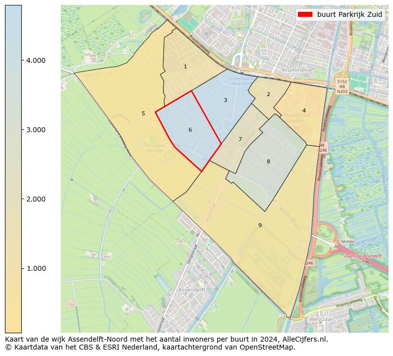 Kaart van de wijk Assendelft-Noord met het aantal inwoners per buurt in 2024. Op deze pagina vind je veel informatie over inwoners (zoals de verdeling naar leeftijdsgroepen, gezinssamenstelling, geslacht, autochtoon of Nederlands met een immigratie achtergrond,...), woningen (aantallen, types, prijs ontwikkeling, gebruik, type eigendom,...) en méér (autobezit, energieverbruik,...)  op basis van open data van het centraal bureau voor de statistiek en diverse andere bronnen!