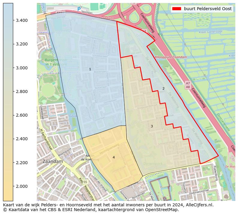 Kaart van de wijk Pelders- en Hoornseveld met het aantal inwoners per buurt in 2024. Op deze pagina vind je veel informatie over inwoners (zoals de verdeling naar leeftijdsgroepen, gezinssamenstelling, geslacht, autochtoon of Nederlands met een immigratie achtergrond,...), woningen (aantallen, types, prijs ontwikkeling, gebruik, type eigendom,...) en méér (autobezit, energieverbruik,...)  op basis van open data van het Centraal Bureau voor de Statistiek en diverse andere bronnen!