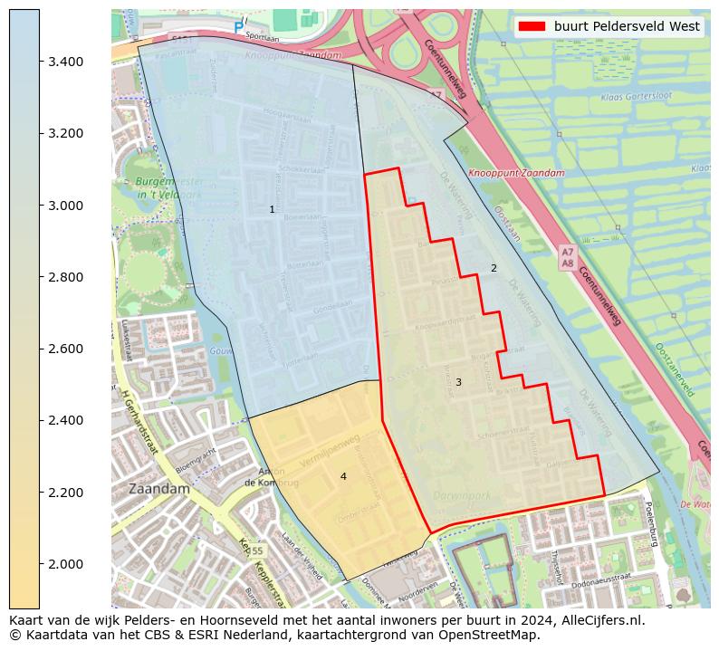 Kaart van de wijk Pelders- en Hoornseveld met het aantal inwoners per buurt in 2024. Op deze pagina vind je veel informatie over inwoners (zoals de verdeling naar leeftijdsgroepen, gezinssamenstelling, geslacht, autochtoon of Nederlands met een immigratie achtergrond,...), woningen (aantallen, types, prijs ontwikkeling, gebruik, type eigendom,...) en méér (autobezit, energieverbruik,...)  op basis van open data van het centraal bureau voor de statistiek en diverse andere bronnen!