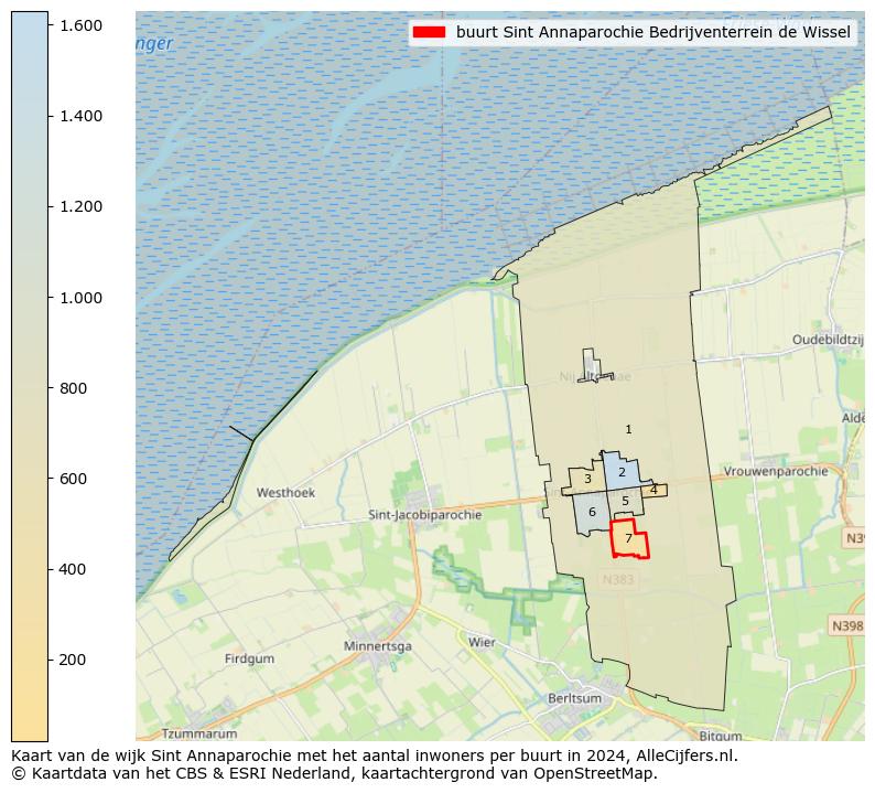 Kaart van de wijk Sint Annaparochie met het aantal inwoners per buurt in 2024. Op deze pagina vind je veel informatie over inwoners (zoals de verdeling naar leeftijdsgroepen, gezinssamenstelling, geslacht, autochtoon of Nederlands met een immigratie achtergrond,...), woningen (aantallen, types, prijs ontwikkeling, gebruik, type eigendom,...) en méér (autobezit, energieverbruik,...)  op basis van open data van het centraal bureau voor de statistiek en diverse andere bronnen!