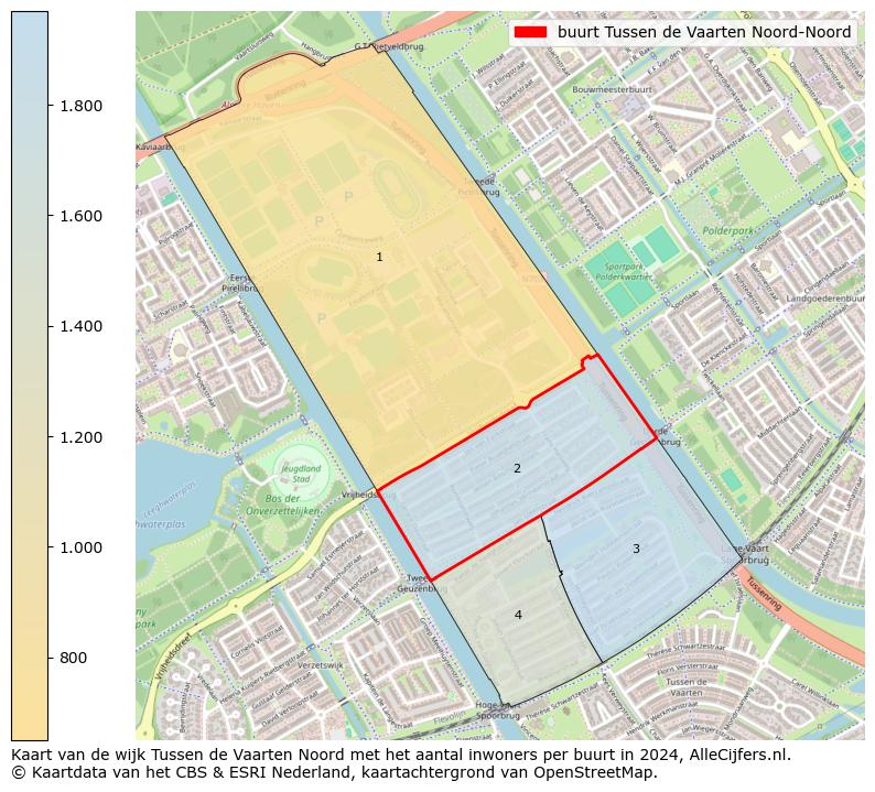 Kaart van de wijk Tussen de Vaarten Noord met het aantal inwoners per buurt in 2024. Op deze pagina vind je veel informatie over inwoners (zoals de verdeling naar leeftijdsgroepen, gezinssamenstelling, geslacht, autochtoon of Nederlands met een immigratie achtergrond,...), woningen (aantallen, types, prijs ontwikkeling, gebruik, type eigendom,...) en méér (autobezit, energieverbruik,...)  op basis van open data van het centraal bureau voor de statistiek en diverse andere bronnen!