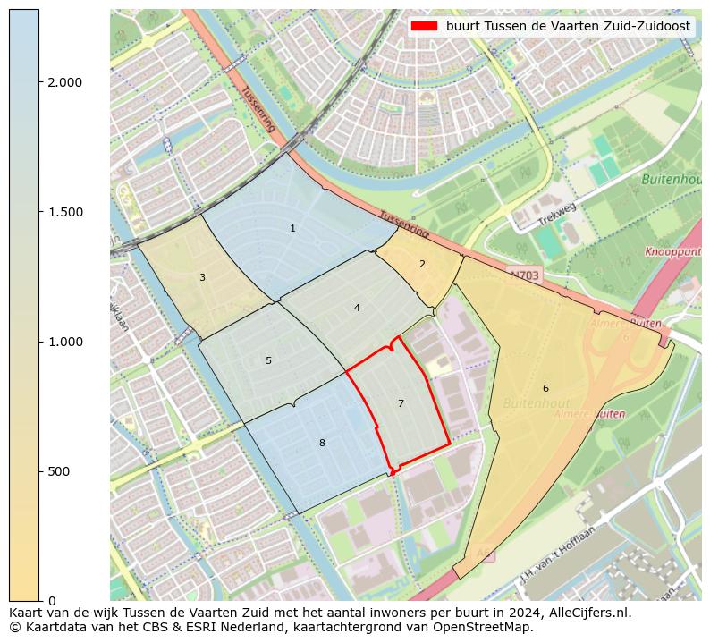 Kaart van de wijk Tussen de Vaarten Zuid met het aantal inwoners per buurt in 2024. Op deze pagina vind je veel informatie over inwoners (zoals de verdeling naar leeftijdsgroepen, gezinssamenstelling, geslacht, autochtoon of Nederlands met een immigratie achtergrond,...), woningen (aantallen, types, prijs ontwikkeling, gebruik, type eigendom,...) en méér (autobezit, energieverbruik,...)  op basis van open data van het centraal bureau voor de statistiek en diverse andere bronnen!