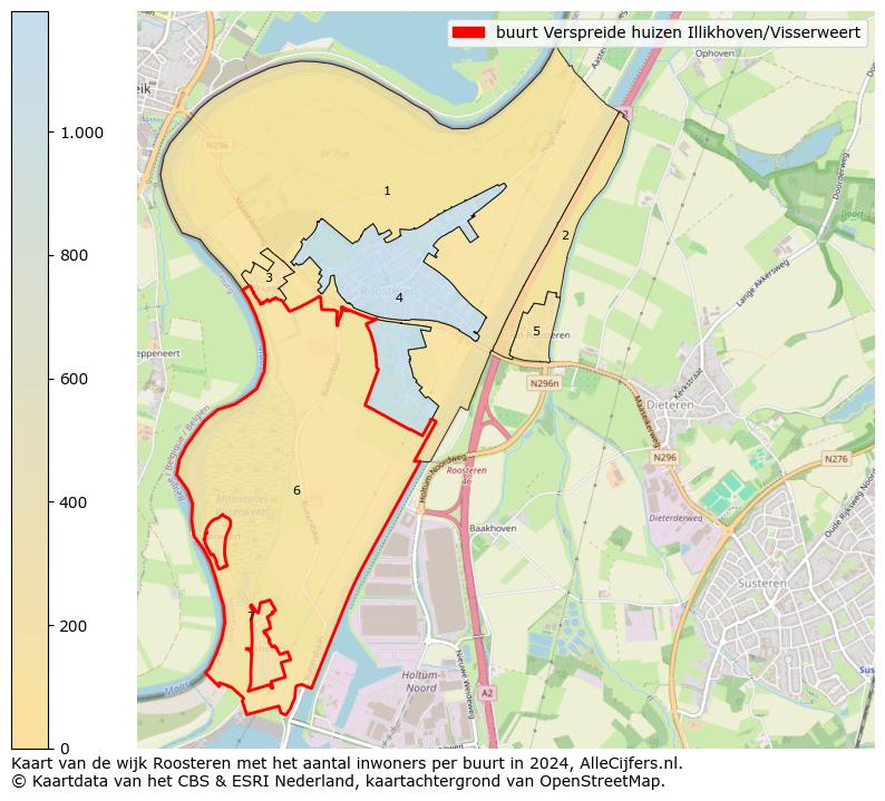 Kaart van de wijk Roosteren met het aantal inwoners per buurt in 2024. Op deze pagina vind je veel informatie over inwoners (zoals de verdeling naar leeftijdsgroepen, gezinssamenstelling, geslacht, autochtoon of Nederlands met een immigratie achtergrond,...), woningen (aantallen, types, prijs ontwikkeling, gebruik, type eigendom,...) en méér (autobezit, energieverbruik,...)  op basis van open data van het centraal bureau voor de statistiek en diverse andere bronnen!