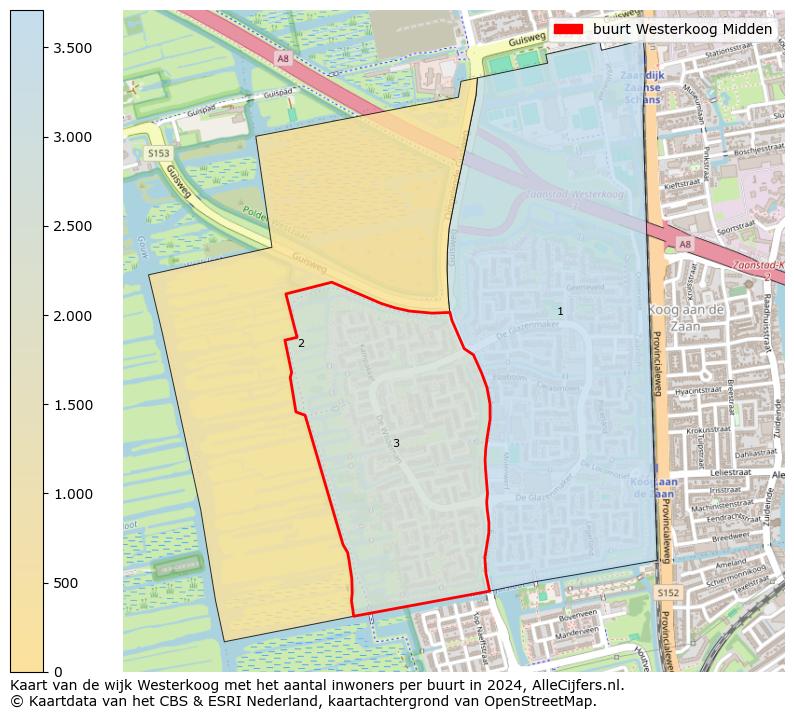 Kaart van de wijk Westerkoog met het aantal inwoners per buurt in 2024. Op deze pagina vind je veel informatie over inwoners (zoals de verdeling naar leeftijdsgroepen, gezinssamenstelling, geslacht, autochtoon of Nederlands met een immigratie achtergrond,...), woningen (aantallen, types, prijs ontwikkeling, gebruik, type eigendom,...) en méér (autobezit, energieverbruik,...)  op basis van open data van het centraal bureau voor de statistiek en diverse andere bronnen!