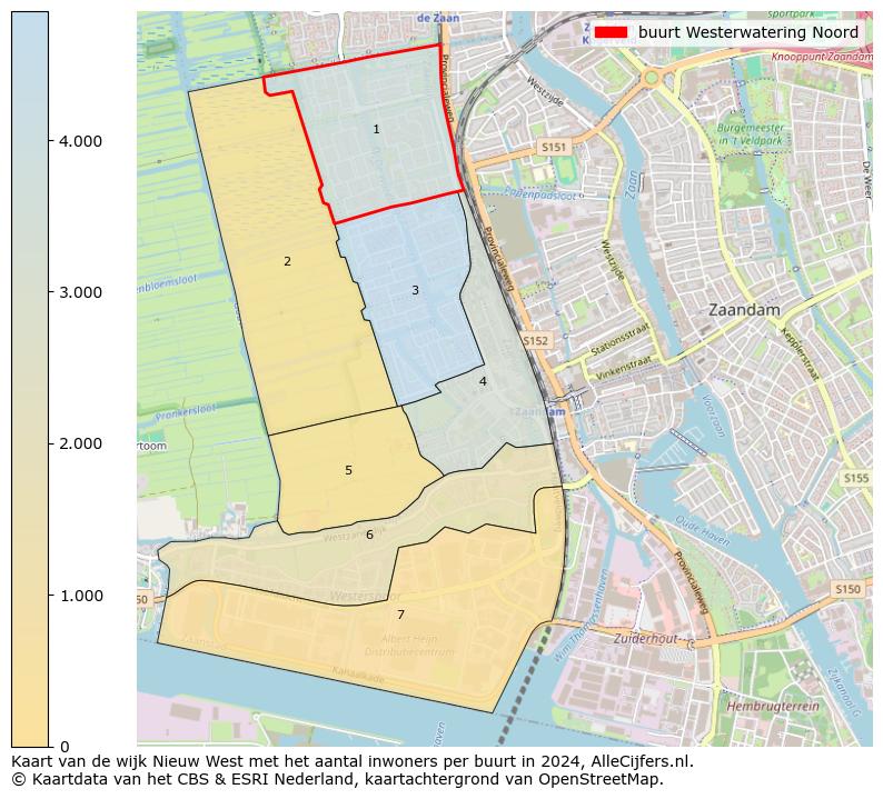 Kaart van de wijk Nieuw West met het aantal inwoners per buurt in 2024. Op deze pagina vind je veel informatie over inwoners (zoals de verdeling naar leeftijdsgroepen, gezinssamenstelling, geslacht, autochtoon of Nederlands met een immigratie achtergrond,...), woningen (aantallen, types, prijs ontwikkeling, gebruik, type eigendom,...) en méér (autobezit, energieverbruik,...)  op basis van open data van het Centraal Bureau voor de Statistiek en diverse andere bronnen!