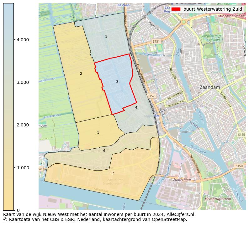 Kaart van de wijk Nieuw West met het aantal inwoners per buurt in 2024. Op deze pagina vind je veel informatie over inwoners (zoals de verdeling naar leeftijdsgroepen, gezinssamenstelling, geslacht, autochtoon of Nederlands met een immigratie achtergrond,...), woningen (aantallen, types, prijs ontwikkeling, gebruik, type eigendom,...) en méér (autobezit, energieverbruik,...)  op basis van open data van het Centraal Bureau voor de Statistiek en diverse andere bronnen!