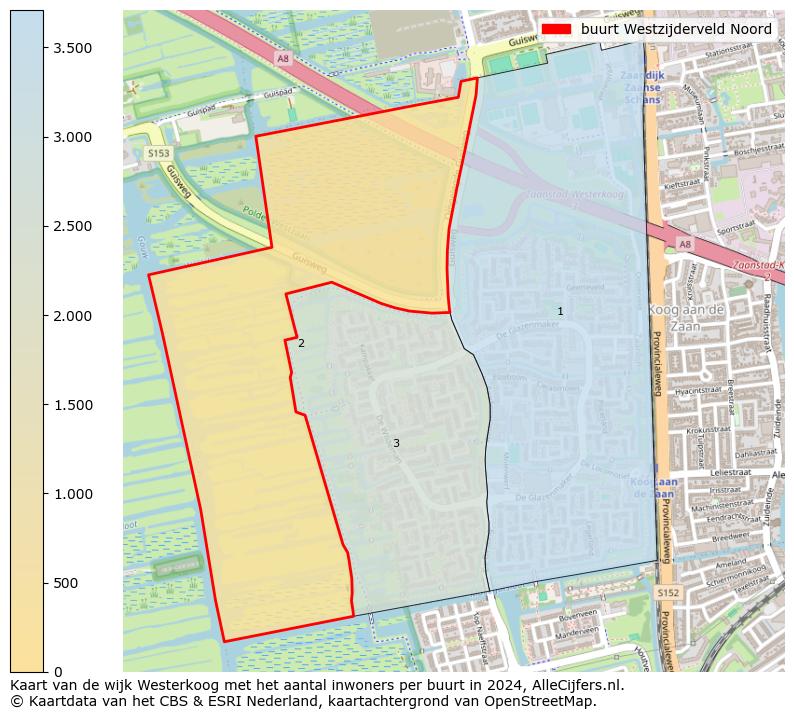 Kaart van de wijk Westerkoog met het aantal inwoners per buurt in 2024. Op deze pagina vind je veel informatie over inwoners (zoals de verdeling naar leeftijdsgroepen, gezinssamenstelling, geslacht, autochtoon of Nederlands met een immigratie achtergrond,...), woningen (aantallen, types, prijs ontwikkeling, gebruik, type eigendom,...) en méér (autobezit, energieverbruik,...)  op basis van open data van het centraal bureau voor de statistiek en diverse andere bronnen!