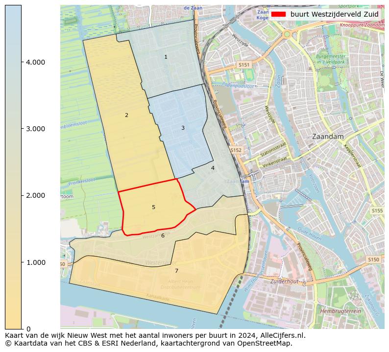 Kaart van de wijk Nieuw West met het aantal inwoners per buurt in 2024. Op deze pagina vind je veel informatie over inwoners (zoals de verdeling naar leeftijdsgroepen, gezinssamenstelling, geslacht, autochtoon of Nederlands met een immigratie achtergrond,...), woningen (aantallen, types, prijs ontwikkeling, gebruik, type eigendom,...) en méér (autobezit, energieverbruik,...)  op basis van open data van het centraal bureau voor de statistiek en diverse andere bronnen!