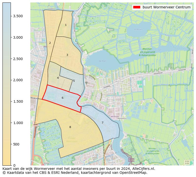 Kaart van de wijk Wormerveer met het aantal inwoners per buurt in 2024. Op deze pagina vind je veel informatie over inwoners (zoals de verdeling naar leeftijdsgroepen, gezinssamenstelling, geslacht, autochtoon of Nederlands met een immigratie achtergrond,...), woningen (aantallen, types, prijs ontwikkeling, gebruik, type eigendom,...) en méér (autobezit, energieverbruik,...)  op basis van open data van het Centraal Bureau voor de Statistiek en diverse andere bronnen!