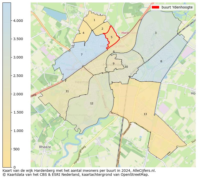 Kaart van de wijk Hardenberg met het aantal inwoners per buurt in 2024. Op deze pagina vind je veel informatie over inwoners (zoals de verdeling naar leeftijdsgroepen, gezinssamenstelling, geslacht, autochtoon of Nederlands met een immigratie achtergrond,...), woningen (aantallen, types, prijs ontwikkeling, gebruik, type eigendom,...) en méér (autobezit, energieverbruik,...)  op basis van open data van het Centraal Bureau voor de Statistiek en diverse andere bronnen!