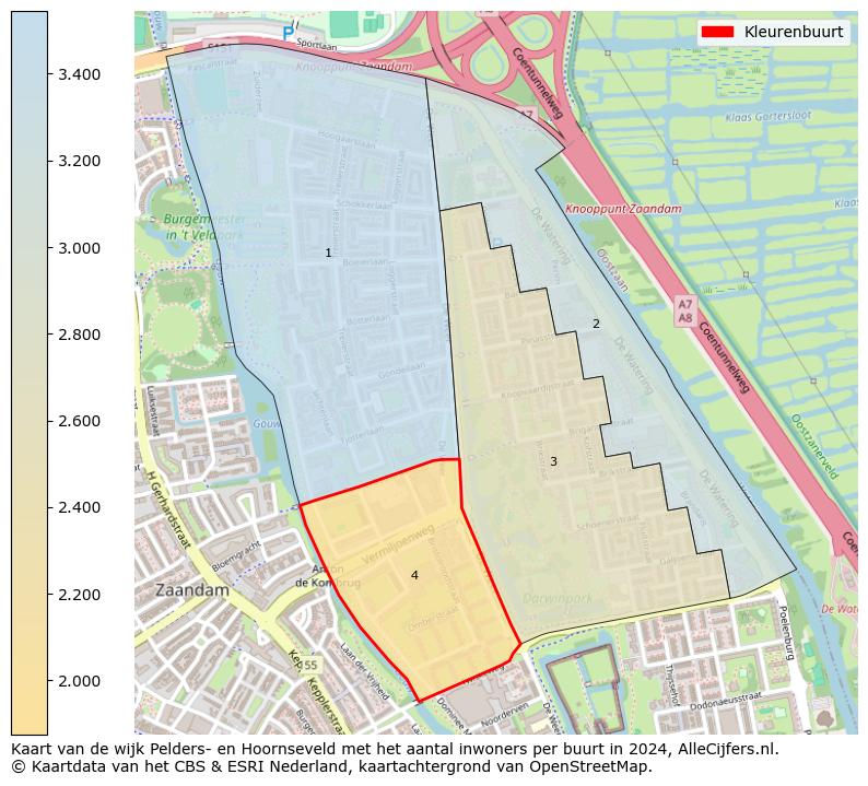 Kaart van de wijk Pelders- en Hoornseveld met het aantal inwoners per buurt in 2024. Op deze pagina vind je veel informatie over inwoners (zoals de verdeling naar leeftijdsgroepen, gezinssamenstelling, geslacht, autochtoon of Nederlands met een immigratie achtergrond,...), woningen (aantallen, types, prijs ontwikkeling, gebruik, type eigendom,...) en méér (autobezit, energieverbruik,...)  op basis van open data van het centraal bureau voor de statistiek en diverse andere bronnen!