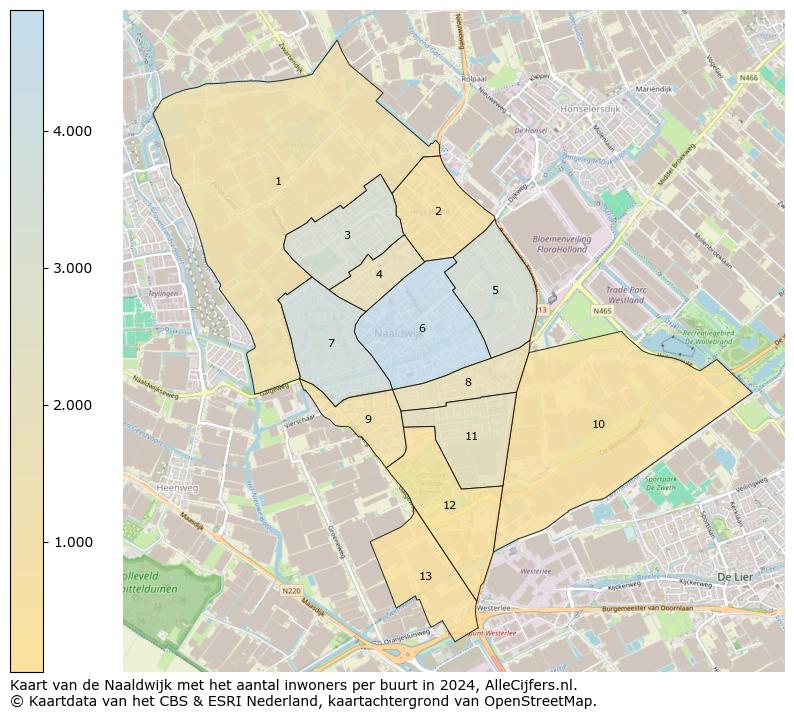 Kaart van de Naaldwijk met het aantal inwoners per buurt in 2024. Op deze pagina vind je veel informatie over inwoners (zoals de verdeling naar leeftijdsgroepen, gezinssamenstelling, geslacht, autochtoon of Nederlands met een immigratie achtergrond,...), woningen (aantallen, types, prijs ontwikkeling, gebruik, type eigendom,...) en méér (autobezit, energieverbruik,...)  op basis van open data van het centraal bureau voor de statistiek en diverse andere bronnen!