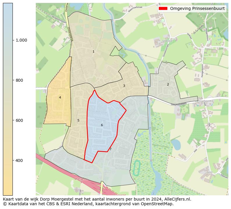 Kaart van de wijk Dorp Moergestel met het aantal inwoners per buurt in 2024. Op deze pagina vind je veel informatie over inwoners (zoals de verdeling naar leeftijdsgroepen, gezinssamenstelling, geslacht, autochtoon of Nederlands met een immigratie achtergrond,...), woningen (aantallen, types, prijs ontwikkeling, gebruik, type eigendom,...) en méér (autobezit, energieverbruik,...)  op basis van open data van het centraal bureau voor de statistiek en diverse andere bronnen!