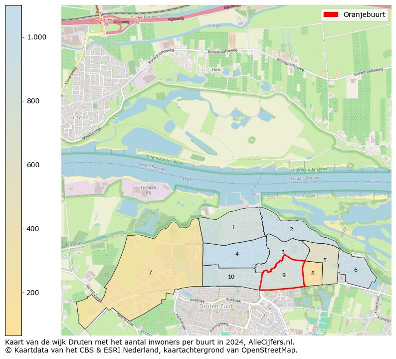 Kaart van de wijk Druten met het aantal inwoners per buurt in 2024. Op deze pagina vind je veel informatie over inwoners (zoals de verdeling naar leeftijdsgroepen, gezinssamenstelling, geslacht, autochtoon of Nederlands met een immigratie achtergrond,...), woningen (aantallen, types, prijs ontwikkeling, gebruik, type eigendom,...) en méér (autobezit, energieverbruik,...)  op basis van open data van het Centraal Bureau voor de Statistiek en diverse andere bronnen!