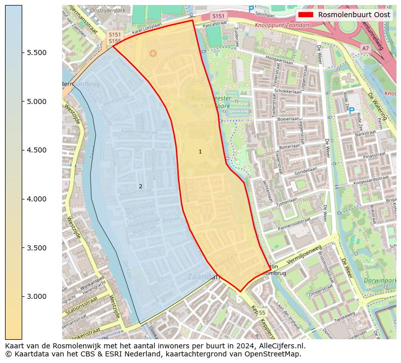 Kaart van de Rosmolenwijk met het aantal inwoners per buurt in 2024. Op deze pagina vind je veel informatie over inwoners (zoals de verdeling naar leeftijdsgroepen, gezinssamenstelling, geslacht, autochtoon of Nederlands met een immigratie achtergrond,...), woningen (aantallen, types, prijs ontwikkeling, gebruik, type eigendom,...) en méér (autobezit, energieverbruik,...)  op basis van open data van het Centraal Bureau voor de Statistiek en diverse andere bronnen!