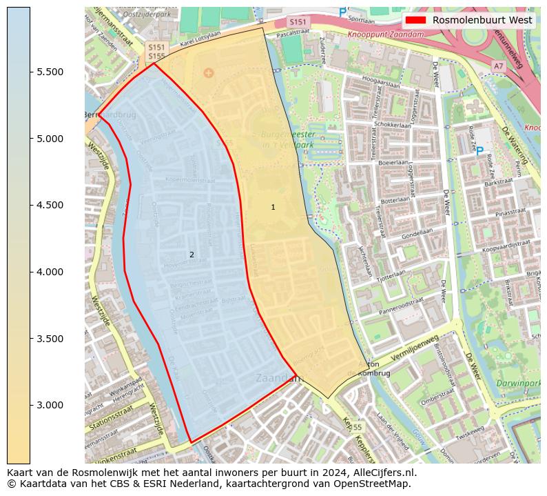 Kaart van de Rosmolenwijk met het aantal inwoners per buurt in 2024. Op deze pagina vind je veel informatie over inwoners (zoals de verdeling naar leeftijdsgroepen, gezinssamenstelling, geslacht, autochtoon of Nederlands met een immigratie achtergrond,...), woningen (aantallen, types, prijs ontwikkeling, gebruik, type eigendom,...) en méér (autobezit, energieverbruik,...)  op basis van open data van het Centraal Bureau voor de Statistiek en diverse andere bronnen!