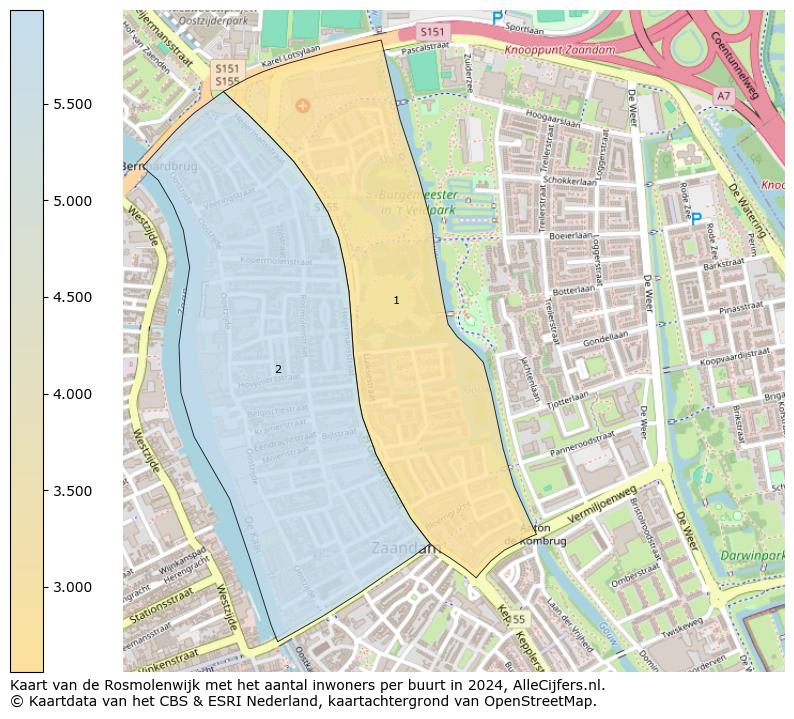 Kaart van de Rosmolenwijk met het aantal inwoners per buurt in 2024. Op deze pagina vind je veel informatie over inwoners (zoals de verdeling naar leeftijdsgroepen, gezinssamenstelling, geslacht, autochtoon of Nederlands met een immigratie achtergrond,...), woningen (aantallen, types, prijs ontwikkeling, gebruik, type eigendom,...) en méér (autobezit, energieverbruik,...)  op basis van open data van het centraal bureau voor de statistiek en diverse andere bronnen!