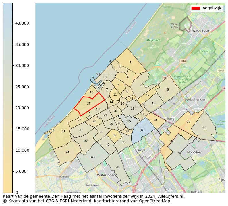 Kaart van de gemeente Den Haag met het aantal inwoners per wijk in 2024. Op deze pagina vind je veel informatie over inwoners (zoals de verdeling naar leeftijdsgroepen, gezinssamenstelling, geslacht, autochtoon of Nederlands met een immigratie achtergrond,...), woningen (aantallen, types, prijs ontwikkeling, gebruik, type eigendom,...) en méér (autobezit, energieverbruik,...)  op basis van open data van het centraal bureau voor de statistiek en diverse andere bronnen!