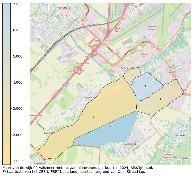 Kaart van de wijk 00 Aalsmeer met het aantal inwoners per buurt in 2024. Op deze pagina vind je veel informatie over inwoners (zoals de verdeling naar leeftijdsgroepen, gezinssamenstelling, geslacht, autochtoon of Nederlands met een immigratie achtergrond,...), woningen (aantallen, types, prijs ontwikkeling, gebruik, type eigendom,...) en méér (autobezit, energieverbruik,...)  op basis van open data van het centraal bureau voor de statistiek en diverse andere bronnen!