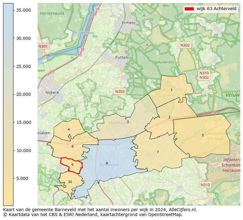 Kaart van de gemeente Barneveld met het aantal inwoners per wijk in 2024. Op deze pagina vind je veel informatie over inwoners (zoals de verdeling naar leeftijdsgroepen, gezinssamenstelling, geslacht, autochtoon of Nederlands met een immigratie achtergrond,...), woningen (aantallen, types, prijs ontwikkeling, gebruik, type eigendom,...) en méér (autobezit, energieverbruik,...)  op basis van open data van het centraal bureau voor de statistiek en diverse andere bronnen!