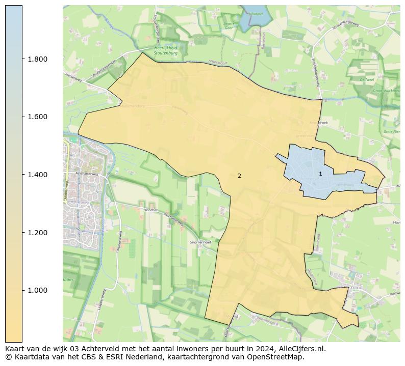 Kaart van de wijk 03 Achterveld met het aantal inwoners per buurt in 2024. Op deze pagina vind je veel informatie over inwoners (zoals de verdeling naar leeftijdsgroepen, gezinssamenstelling, geslacht, autochtoon of Nederlands met een immigratie achtergrond,...), woningen (aantallen, types, prijs ontwikkeling, gebruik, type eigendom,...) en méér (autobezit, energieverbruik,...)  op basis van open data van het centraal bureau voor de statistiek en diverse andere bronnen!