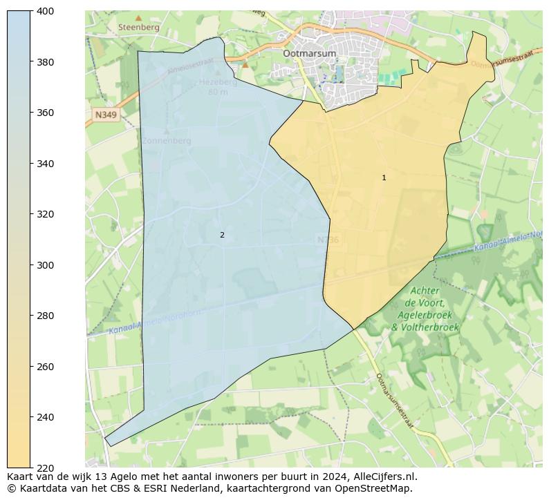 Kaart van de wijk 13 Agelo met het aantal inwoners per buurt in 2024. Op deze pagina vind je veel informatie over inwoners (zoals de verdeling naar leeftijdsgroepen, gezinssamenstelling, geslacht, autochtoon of Nederlands met een immigratie achtergrond,...), woningen (aantallen, types, prijs ontwikkeling, gebruik, type eigendom,...) en méér (autobezit, energieverbruik,...)  op basis van open data van het centraal bureau voor de statistiek en diverse andere bronnen!