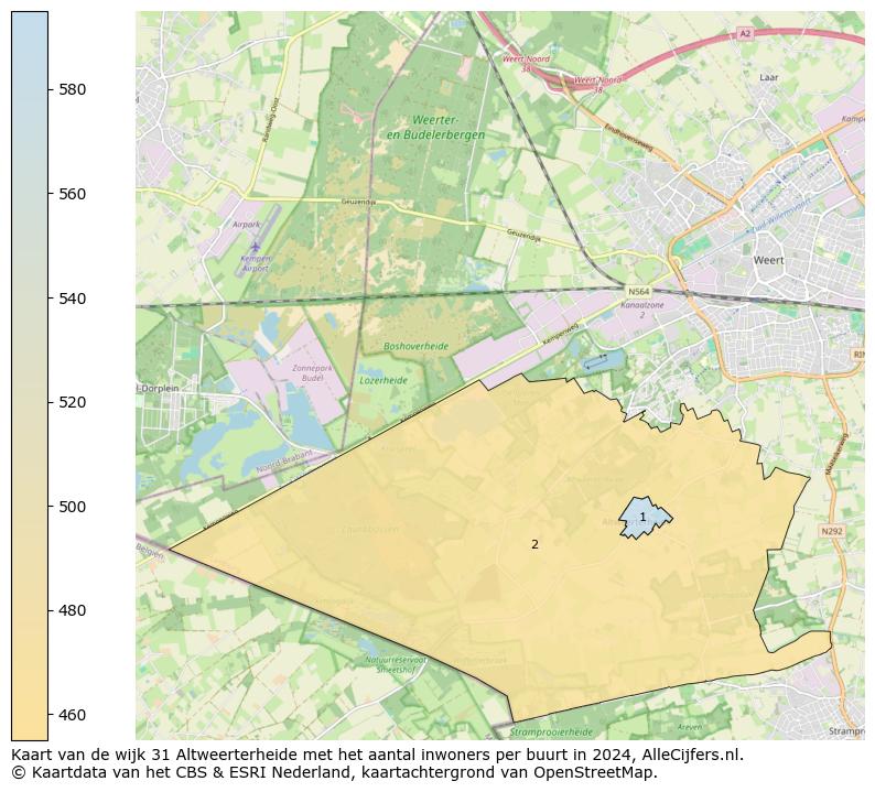 Kaart van de wijk 31 Altweerterheide met het aantal inwoners per buurt in 2024. Op deze pagina vind je veel informatie over inwoners (zoals de verdeling naar leeftijdsgroepen, gezinssamenstelling, geslacht, autochtoon of Nederlands met een immigratie achtergrond,...), woningen (aantallen, types, prijs ontwikkeling, gebruik, type eigendom,...) en méér (autobezit, energieverbruik,...)  op basis van open data van het centraal bureau voor de statistiek en diverse andere bronnen!