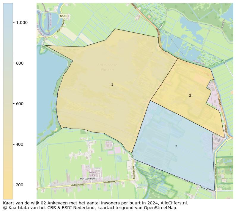 Kaart van de wijk 02 Ankeveen met het aantal inwoners per buurt in 2024. Op deze pagina vind je veel informatie over inwoners (zoals de verdeling naar leeftijdsgroepen, gezinssamenstelling, geslacht, autochtoon of Nederlands met een immigratie achtergrond,...), woningen (aantallen, types, prijs ontwikkeling, gebruik, type eigendom,...) en méér (autobezit, energieverbruik,...)  op basis van open data van het centraal bureau voor de statistiek en diverse andere bronnen!