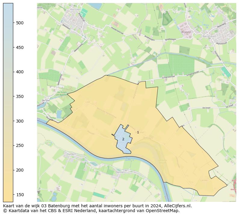 Kaart van de wijk 03 Batenburg met het aantal inwoners per buurt in 2024. Op deze pagina vind je veel informatie over inwoners (zoals de verdeling naar leeftijdsgroepen, gezinssamenstelling, geslacht, autochtoon of Nederlands met een immigratie achtergrond,...), woningen (aantallen, types, prijs ontwikkeling, gebruik, type eigendom,...) en méér (autobezit, energieverbruik,...)  op basis van open data van het centraal bureau voor de statistiek en diverse andere bronnen!