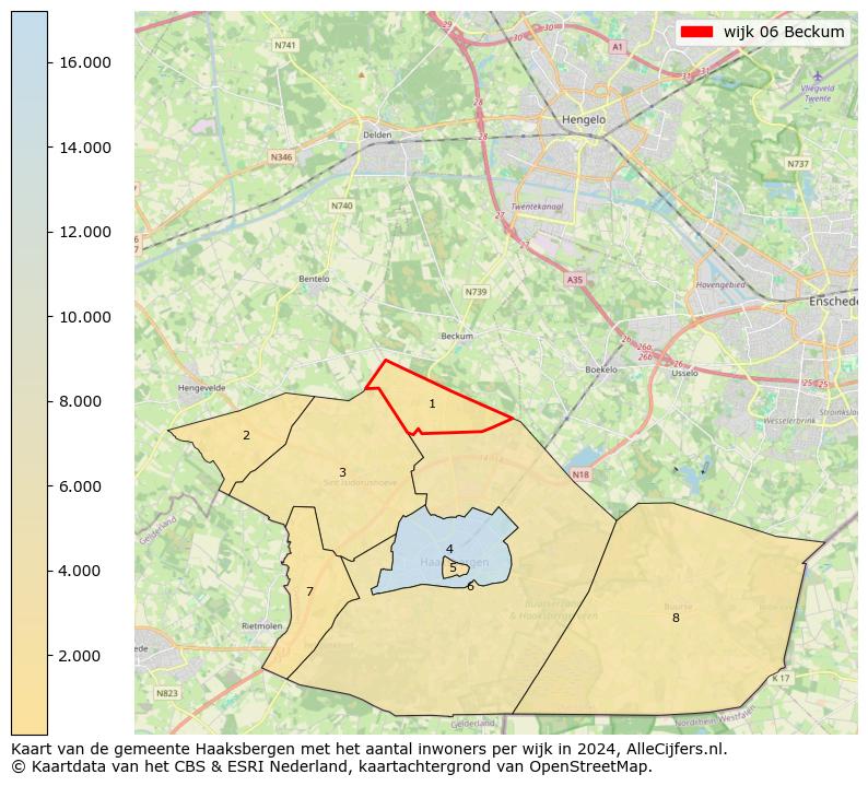 Kaart van de gemeente Haaksbergen met het aantal inwoners per wijk in 2024. Op deze pagina vind je veel informatie over inwoners (zoals de verdeling naar leeftijdsgroepen, gezinssamenstelling, geslacht, autochtoon of Nederlands met een immigratie achtergrond,...), woningen (aantallen, types, prijs ontwikkeling, gebruik, type eigendom,...) en méér (autobezit, energieverbruik,...)  op basis van open data van het centraal bureau voor de statistiek en diverse andere bronnen!