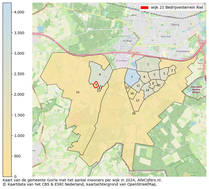 Kaart van de gemeente Goirle met het aantal inwoners per wijk in 2024. Op deze pagina vind je veel informatie over inwoners (zoals de verdeling naar leeftijdsgroepen, gezinssamenstelling, geslacht, autochtoon of Nederlands met een immigratie achtergrond,...), woningen (aantallen, types, prijs ontwikkeling, gebruik, type eigendom,...) en méér (autobezit, energieverbruik,...)  op basis van open data van het centraal bureau voor de statistiek en diverse andere bronnen!