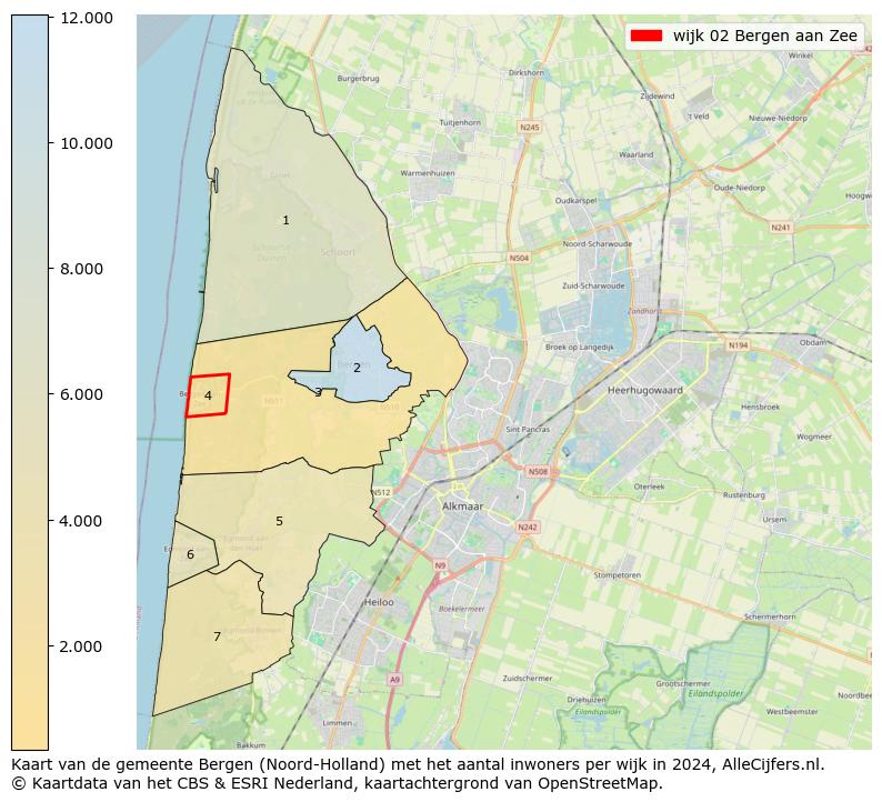 Kaart van de gemeente Bergen (Noord-Holland) met het aantal inwoners per wijk in 2024. Op deze pagina vind je veel informatie over inwoners (zoals de verdeling naar leeftijdsgroepen, gezinssamenstelling, geslacht, autochtoon of Nederlands met een immigratie achtergrond,...), woningen (aantallen, types, prijs ontwikkeling, gebruik, type eigendom,...) en méér (autobezit, energieverbruik,...)  op basis van open data van het centraal bureau voor de statistiek en diverse andere bronnen!