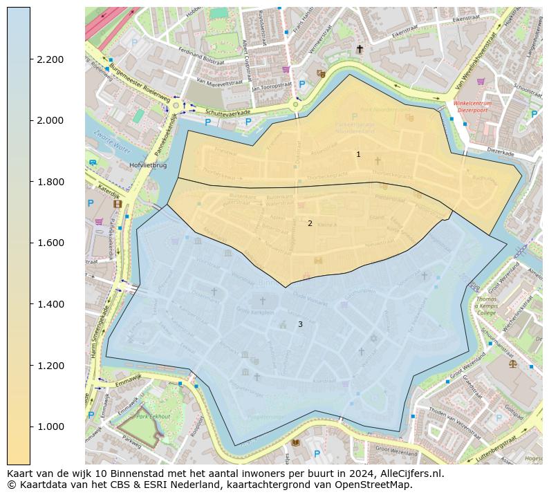 Kaart van de wijk 10 Binnenstad met het aantal inwoners per buurt in 2024. Op deze pagina vind je veel informatie over inwoners (zoals de verdeling naar leeftijdsgroepen, gezinssamenstelling, geslacht, autochtoon of Nederlands met een immigratie achtergrond,...), woningen (aantallen, types, prijs ontwikkeling, gebruik, type eigendom,...) en méér (autobezit, energieverbruik,...)  op basis van open data van het centraal bureau voor de statistiek en diverse andere bronnen!