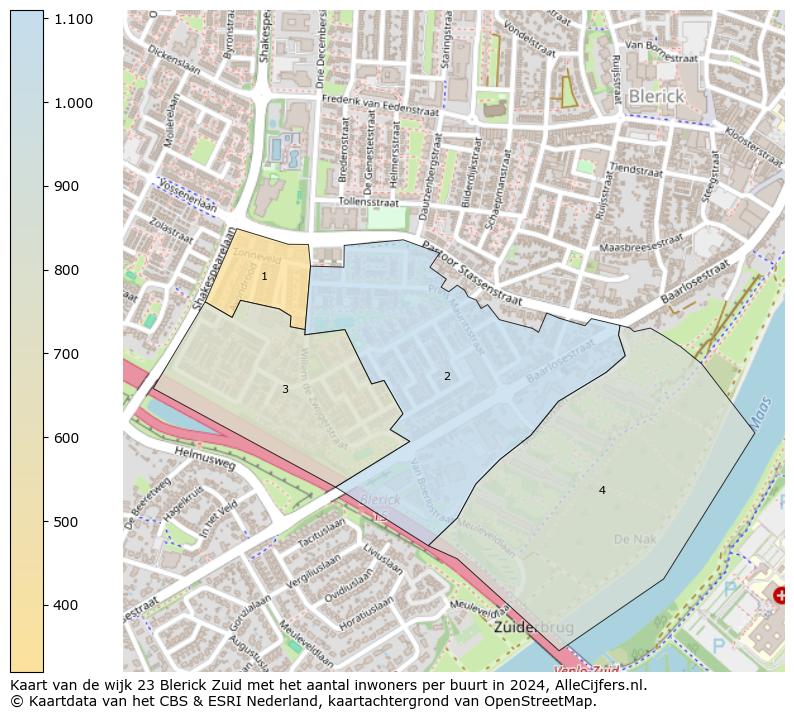 Kaart van de wijk 23 Blerick Zuid met het aantal inwoners per buurt in 2024. Op deze pagina vind je veel informatie over inwoners (zoals de verdeling naar leeftijdsgroepen, gezinssamenstelling, geslacht, autochtoon of Nederlands met een immigratie achtergrond,...), woningen (aantallen, types, prijs ontwikkeling, gebruik, type eigendom,...) en méér (autobezit, energieverbruik,...)  op basis van open data van het Centraal Bureau voor de Statistiek en diverse andere bronnen!