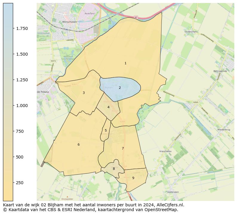 Kaart van de wijk 02 Blijham met het aantal inwoners per buurt in 2024. Op deze pagina vind je veel informatie over inwoners (zoals de verdeling naar leeftijdsgroepen, gezinssamenstelling, geslacht, autochtoon of Nederlands met een immigratie achtergrond,...), woningen (aantallen, types, prijs ontwikkeling, gebruik, type eigendom,...) en méér (autobezit, energieverbruik,...)  op basis van open data van het Centraal Bureau voor de Statistiek en diverse andere bronnen!