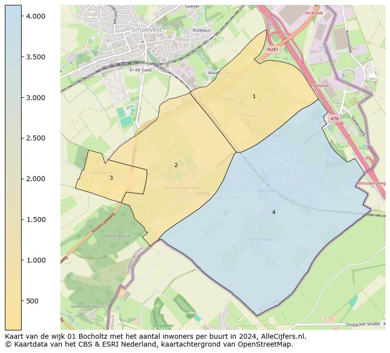 Kaart van de wijk 01 Bocholtz met het aantal inwoners per buurt in 2024. Op deze pagina vind je veel informatie over inwoners (zoals de verdeling naar leeftijdsgroepen, gezinssamenstelling, geslacht, autochtoon of Nederlands met een immigratie achtergrond,...), woningen (aantallen, types, prijs ontwikkeling, gebruik, type eigendom,...) en méér (autobezit, energieverbruik,...)  op basis van open data van het centraal bureau voor de statistiek en diverse andere bronnen!