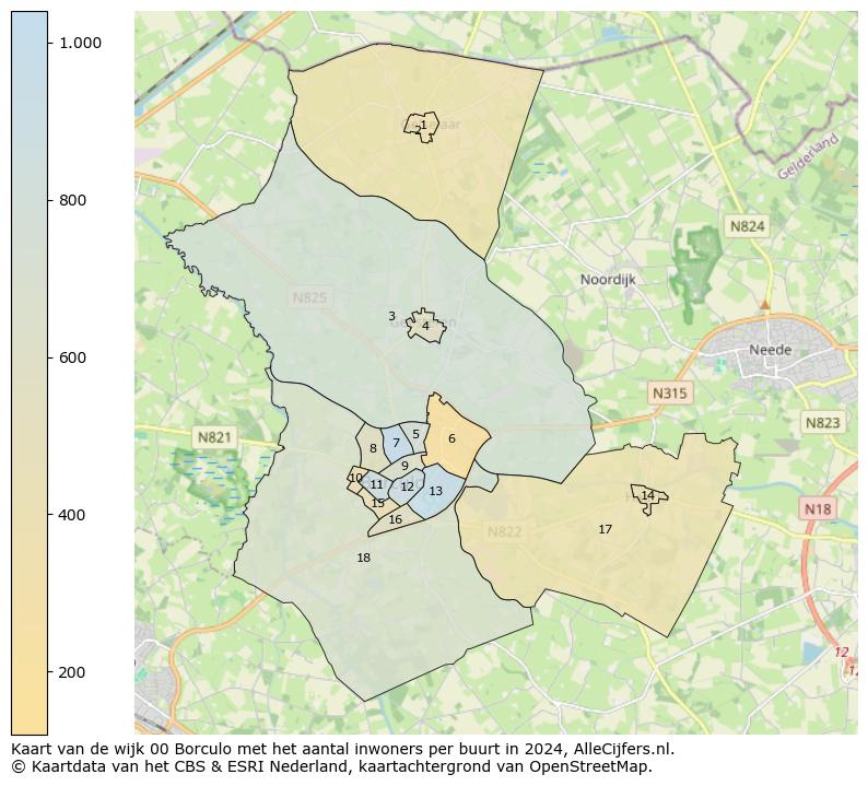 Kaart van de wijk 00 Borculo met het aantal inwoners per buurt in 2024. Op deze pagina vind je veel informatie over inwoners (zoals de verdeling naar leeftijdsgroepen, gezinssamenstelling, geslacht, autochtoon of Nederlands met een immigratie achtergrond,...), woningen (aantallen, types, prijs ontwikkeling, gebruik, type eigendom,...) en méér (autobezit, energieverbruik,...)  op basis van open data van het Centraal Bureau voor de Statistiek en diverse andere bronnen!