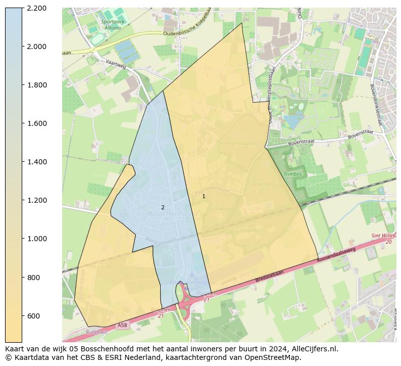 Kaart van de wijk 05 Bosschenhoofd met het aantal inwoners per buurt in 2024. Op deze pagina vind je veel informatie over inwoners (zoals de verdeling naar leeftijdsgroepen, gezinssamenstelling, geslacht, autochtoon of Nederlands met een immigratie achtergrond,...), woningen (aantallen, types, prijs ontwikkeling, gebruik, type eigendom,...) en méér (autobezit, energieverbruik,...)  op basis van open data van het centraal bureau voor de statistiek en diverse andere bronnen!