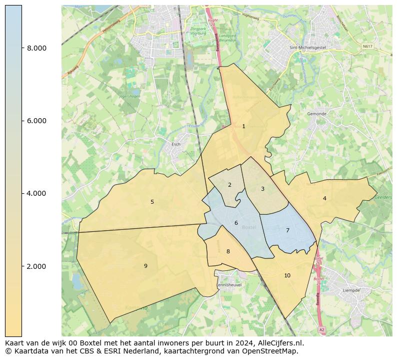 Kaart van de wijk 00 Boxtel met het aantal inwoners per buurt in 2024. Op deze pagina vind je veel informatie over inwoners (zoals de verdeling naar leeftijdsgroepen, gezinssamenstelling, geslacht, autochtoon of Nederlands met een immigratie achtergrond,...), woningen (aantallen, types, prijs ontwikkeling, gebruik, type eigendom,...) en méér (autobezit, energieverbruik,...)  op basis van open data van het centraal bureau voor de statistiek en diverse andere bronnen!