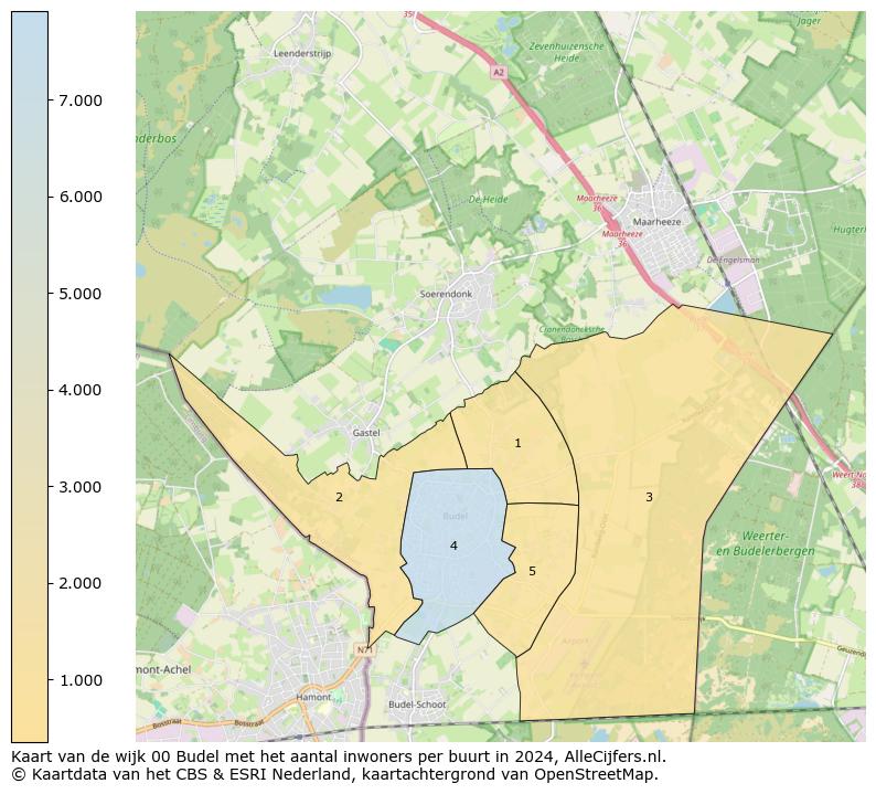 Kaart van de wijk 00 Budel met het aantal inwoners per buurt in 2024. Op deze pagina vind je veel informatie over inwoners (zoals de verdeling naar leeftijdsgroepen, gezinssamenstelling, geslacht, autochtoon of Nederlands met een immigratie achtergrond,...), woningen (aantallen, types, prijs ontwikkeling, gebruik, type eigendom,...) en méér (autobezit, energieverbruik,...)  op basis van open data van het centraal bureau voor de statistiek en diverse andere bronnen!