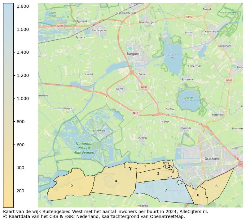 Kaart van de wijk Buitengebied West met het aantal inwoners per buurt in 2024. Op deze pagina vind je veel informatie over inwoners (zoals de verdeling naar leeftijdsgroepen, gezinssamenstelling, geslacht, autochtoon of Nederlands met een immigratie achtergrond,...), woningen (aantallen, types, prijs ontwikkeling, gebruik, type eigendom,...) en méér (autobezit, energieverbruik,...)  op basis van open data van het centraal bureau voor de statistiek en diverse andere bronnen!