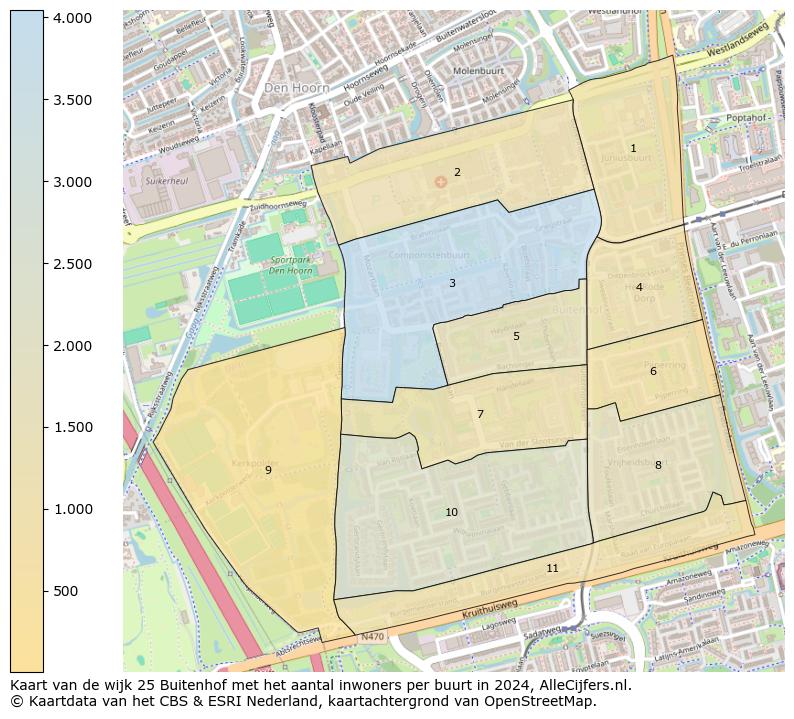 Kaart van de wijk 25 Buitenhof met het aantal inwoners per buurt in 2024. Op deze pagina vind je veel informatie over inwoners (zoals de verdeling naar leeftijdsgroepen, gezinssamenstelling, geslacht, autochtoon of Nederlands met een immigratie achtergrond,...), woningen (aantallen, types, prijs ontwikkeling, gebruik, type eigendom,...) en méér (autobezit, energieverbruik,...)  op basis van open data van het centraal bureau voor de statistiek en diverse andere bronnen!