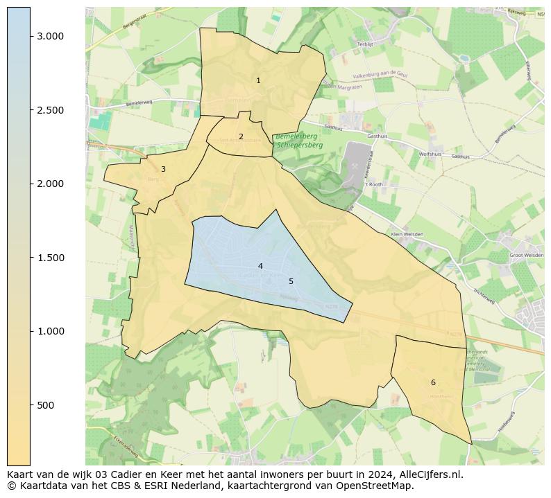 Kaart van de wijk 03 Cadier en Keer met het aantal inwoners per buurt in 2024. Op deze pagina vind je veel informatie over inwoners (zoals de verdeling naar leeftijdsgroepen, gezinssamenstelling, geslacht, autochtoon of Nederlands met een immigratie achtergrond,...), woningen (aantallen, types, prijs ontwikkeling, gebruik, type eigendom,...) en méér (autobezit, energieverbruik,...)  op basis van open data van het Centraal Bureau voor de Statistiek en diverse andere bronnen!