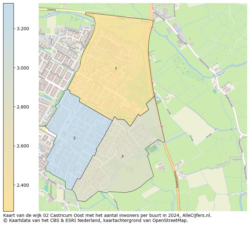 Kaart van de wijk 02 Castricum Oost met het aantal inwoners per buurt in 2024. Op deze pagina vind je veel informatie over inwoners (zoals de verdeling naar leeftijdsgroepen, gezinssamenstelling, geslacht, autochtoon of Nederlands met een immigratie achtergrond,...), woningen (aantallen, types, prijs ontwikkeling, gebruik, type eigendom,...) en méér (autobezit, energieverbruik,...)  op basis van open data van het centraal bureau voor de statistiek en diverse andere bronnen!