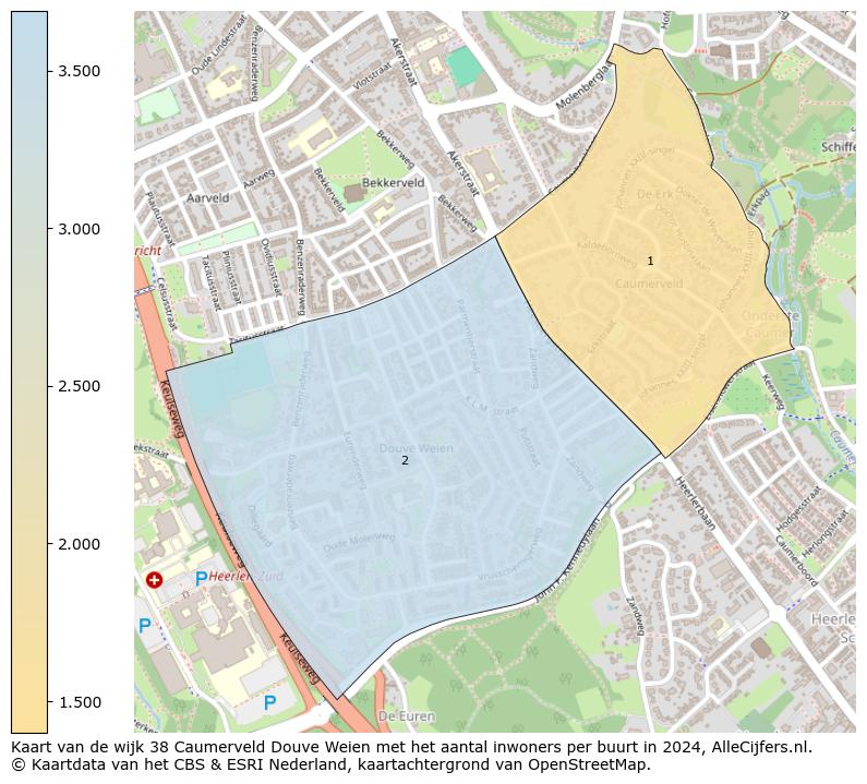 Kaart van de wijk 38 Caumerveld Douve Weien met het aantal inwoners per buurt in 2024. Op deze pagina vind je veel informatie over inwoners (zoals de verdeling naar leeftijdsgroepen, gezinssamenstelling, geslacht, autochtoon of Nederlands met een immigratie achtergrond,...), woningen (aantallen, types, prijs ontwikkeling, gebruik, type eigendom,...) en méér (autobezit, energieverbruik,...)  op basis van open data van het centraal bureau voor de statistiek en diverse andere bronnen!