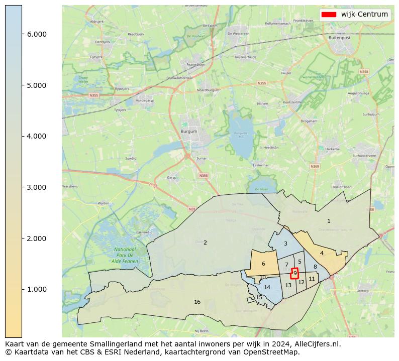 Kaart van de gemeente Smallingerland met het aantal inwoners per wijk in 2024. Op deze pagina vind je veel informatie over inwoners (zoals de verdeling naar leeftijdsgroepen, gezinssamenstelling, geslacht, autochtoon of Nederlands met een immigratie achtergrond,...), woningen (aantallen, types, prijs ontwikkeling, gebruik, type eigendom,...) en méér (autobezit, energieverbruik,...)  op basis van open data van het centraal bureau voor de statistiek en diverse andere bronnen!